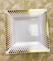 Тарелка пластиковая квадратная 165х165мм Tambien золотой декор Complement (10шт) 1/12