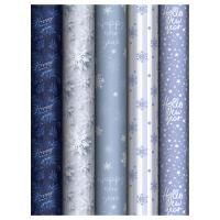 НГ Бумага подарочная 70х100см 80г/м глянец ассорти Snowfall 1/50