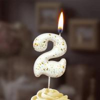 Свеча для торта Белые брызги Цифра 2 1/30