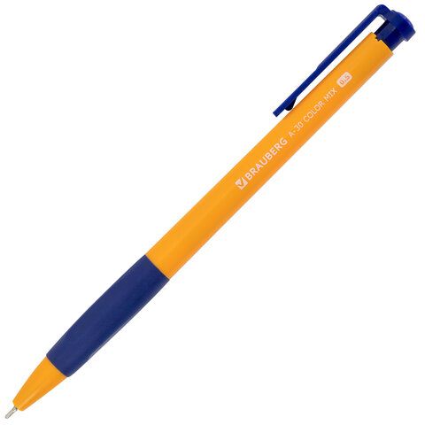 Ручка шариковая автомат синяя узел 0,5мм BRAUBERG A-30 COLOR MIX 1/50