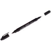 Маркер перманентный черный 0,5/1мм двухсторонний пулевидный наконечник Berlingo 1/10