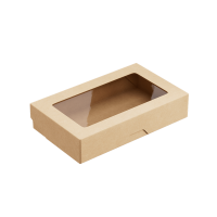 Контейнер бумажный с окном 1000мл OneBox 120х200х40мм крафт ламин 1EA 25/250