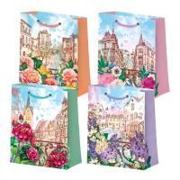 Пакет подарочный бумажный (26х32х13) ламинир микс 4 дизайна 1/240