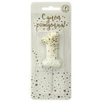 Свеча для торта Белые брызги Цифра 1 1/30