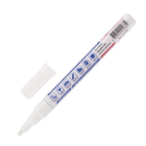 Маркер-краска лаковый белый 2мм нитро-основа алюм корпус BRAUBERG 1/12/1152